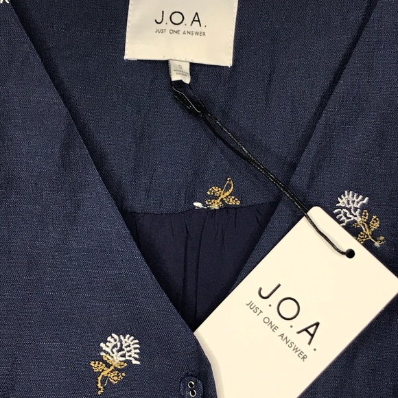 J.O.A Embroidered Floral Tie Front Mini Dress - Picture 3 of 4